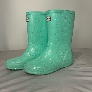 Hunter Kids Sparkle Rain Boots - Aqua